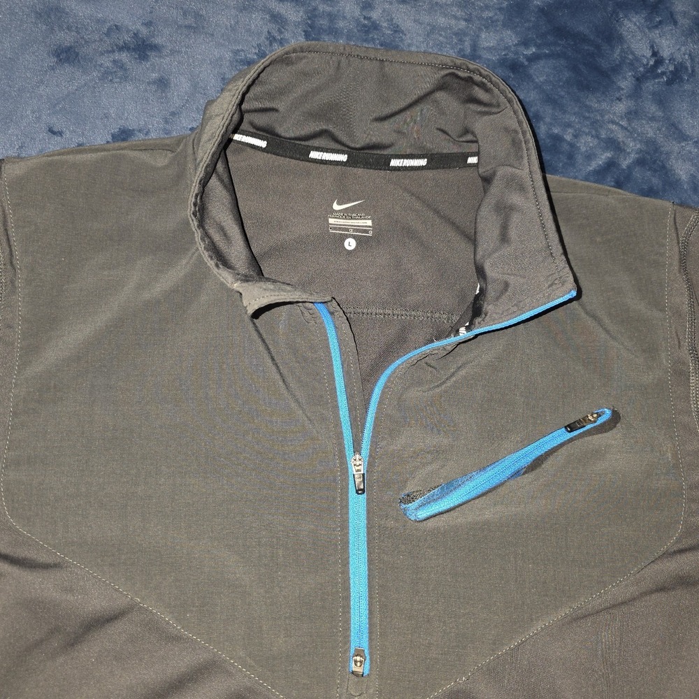 NIKE ELEMENT DRI-FIT 1/2 Zip Pullover‎ Jacket Mens Size Large Running Gray Blue